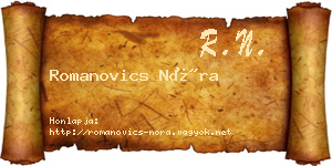 Romanovics Nóra névjegykártya